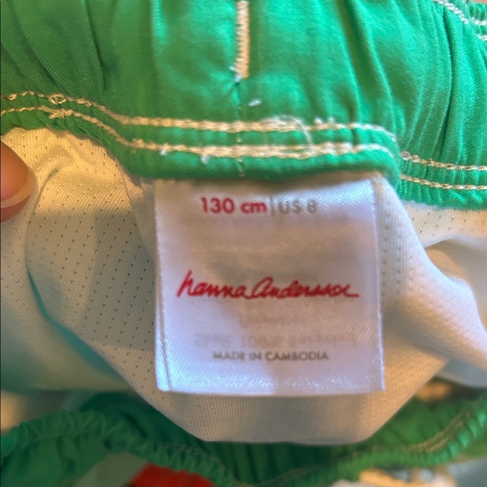 Hanna Andersson Yellow Sun Print & Teal Colorblock Kids Swim Trunks - Picture 7 of 7